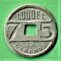 JETON / LOUBET LA GARENNE / TROU CARRE AU CENTRE / VALEUR 75 / METAL INCONNU / 2.61 G - Professionnels / De Société