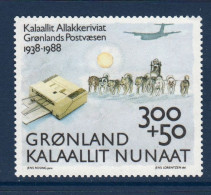 Groenland, **, Yv 173, Mi 185, SG 194, 50e Anniversaire De La Poste, Attelage De Chiens, Fax, Avion, - Ungebraucht