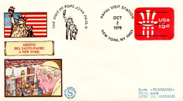 USA ETATS UNIS ENTIER LETTRE VISITE PAPE JEAN PAUL II A NEW YORK 1979 - FDC