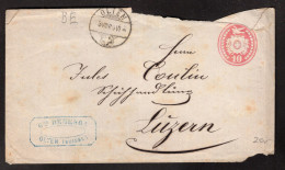 SWITZERLAND - BUSTA DA 10 C SPEDITA DA OLTEN A LUZERN IL 3.8.1869 - Lettres & Documents