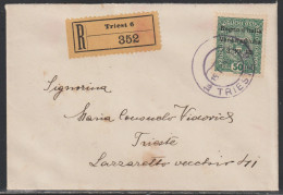 Triest 6, 1919, Registered Cover Franked With 50 Cent. - Vénétie Julienne