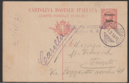 Triest, 1919, 10 Cent. Stationary Postcard, Mailed Within Triest - Vénétie Julienne