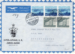 Switzerland / Suisse / Schweiz-South Africa 1955 Part Set Pro Patria Zu#75(x3),71(x2) Brief / Cover. - Cartas & Documentos