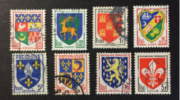 1958 /60 France - Coat Of Arms Of Provinces - 8 Stamps Used - 1941-66 Wapenschilden