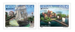 Lithuania Litauen Lituanie 2018 Europa CEPT Bridges Ships Lighthouse Castle Set Of 2 Stamps MNH - Ponti