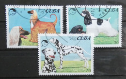 Lot De 3 Timbres Cuba Chiens : Cocker, Dalmatien, Lévrier Afghan - Colecciones & Series
