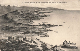 FRANCE - Côte D'Azur - à Vol D'oiseau - Vue Générale De Nice à Menton - Carte Postale Ancienne - Other & Unclassified