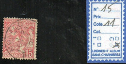 MONACO - N° 15 (Oblitéré) Dent Courte - Used Stamps