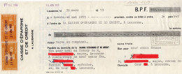 SVIZZERA 1953 - CASSA DI RISPARMIO DI LOSANNA - CAISSE D'EPARGNE ET DE CREDIT  LAUSANNE - CAMBIALE CON MARCHE - Bills Of Exchange