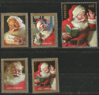 USA 2018 Xmas Sparkling Holidays Santa Klaus SC.#5332/36 - Cpl 5v Set - VFU Condition - Annate Complete