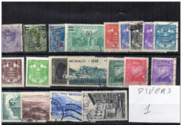 MONACO - N° Divers 20 Timbres (Oblitéré) - Usati