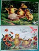 POUSSIN JOLI LOT X 4 Cpa Gaufrées  RELIEF PÂQUES POUSSINS  OEUF  .EASTER CHICKS EGG CHICK  LOT OF 4 OLD Embossed PC - Pasqua