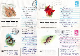 RUSSIA [USSR]: 1984-1987 FISH 4 Used Postal Stationery CoverS - Registered Shipping! - Postwaardestukken