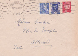 1942 ENTIER Enveloppe 1f PETAIN + Mercure 10c  Et PARIS EXPO 1937 40c Obl Grenoble Gare 23/7/42 > Allevard Isère Lettre - Standard Covers & Stamped On Demand (before 1995)
