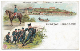 Serbia 1902 Belgrade Kalemegdan View Litho With Soldiers Picture Postcard - Serbie