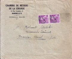 MERCURE N° PREO 78 X 2 S/LETTRE DE CHAMBRE DES METIERS DE GIRONDE - 1938-42 Mercurio
