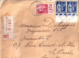 PAIX N° 288x2/283 PUB MOET S/L.CHARGEE De STE FOY LA GRANDE/5.11.32 POUR L’EGYPTE - 1932-39 Paix