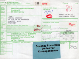 Danimarca (1992) - Bollettino Pacchi Via Di Superficie Per La Francia - Parcel Post