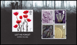 Gran Bretaña HB 42 2006 En Memoria De Las Víctimas De La Batalla De Somme MNH - Blocks & Kleinbögen