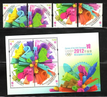 China Hong Kong 2012 Olympic Games - London, UK (stamps 4v+MS/Block) MNH - Neufs