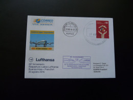 Lettre Vol Special Flight Cover Buenos Aires Argentina To Frankfurt 60 Years Reopening Lufthansa 2016 - Cartas & Documentos