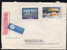 POLAND 1981 SOLIDARITY SOLIDARNOSC PERIOD MARTIAL LAW OCENZUROWANO CENSORED RED CACHET WITH NO NUMBER TO LONDON - Storia Postale