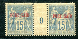 Port-Said   9 ** Paire, Millesime 9 - Unused Stamps