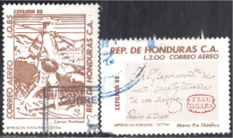 Honduras A- 725/26 1988 Exfilhon 88 Exposición Filatélica Nacional Usados - Honduras