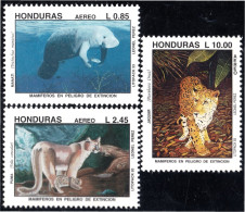 Honduras A- 806/08 1993 Mamíferos En Peligro De Extinción Jaguar Puma Y Manatí - Honduras