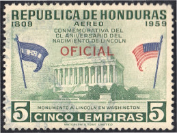 Honduras 80 1959 Servicio Oficial Aéreo Monumento A Lincoln MH - Honduras