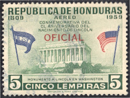 Honduras 80 1959 Servicio Oficial Aéreo Monumento A Lincoln Sin Goma - Honduras