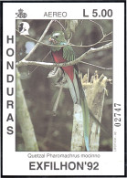 Honduras HB 49 1992 Exfhilon 92 Pájaro Bird Quetzal MNH - Honduras