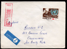 POLAND 198? SOLIDARITY SOLIDARNOSC PERIOD MARTIAL LAW OCENZUROWANO CENSORED RED CACHET WITH NO NUMBER SOSNOWIEC TO UK - Storia Postale