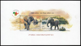 India HB 92 2011 2 Cumbre Fórum África-India Fauna Elefante MNH - Andere & Zonder Classificatie