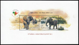 India HB 92 2011 2 Cumbre Fórum África-India Fauna Elefante MNH - Autres & Non Classés