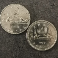 LOT 1 DOLLAR CANADA 1977 & 1978 ELISABETH II / EN NICKEL - Canada