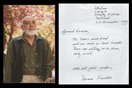 Thomas Kinsella (1928-2021) - Irish Poet - Rare Signed Handwritten Poem - 1999 - Ecrivains