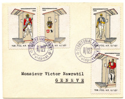 SUISSE - 4 VIGNETTES TER. FUS. 11 / 127 SUR LETTRE - Documents