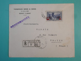 DK 11  LIBAN   BELLE LETTRE  PRIVEE RECO 1931   BEIRUT   A TROYES  FRANCE  +SURCHARGE +AFF. INTERESSANT++ ++ + - Cartas & Documentos