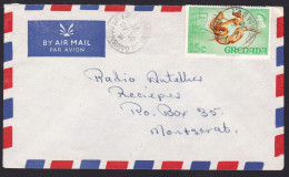 Grenada: Airmail Cover To Montserat, 1972, 1 Stamp, Snake, Animal, Cancel Carriacou (traces Of Use) - Grenade (...-1974)