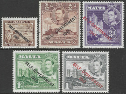 Malta. 1948-53 Self Government. 5 MH Values (¼d, ½d, 1d, 1d, 3d. SG 235etc. M3004 - Malte