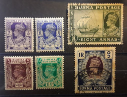 BURMA BIRMANIE 1938 - 1940 , King George VI,  6 Timbres Neufs */ O, Yvert 19,20,22,23,29,30,TB - Birmania (...-1947)