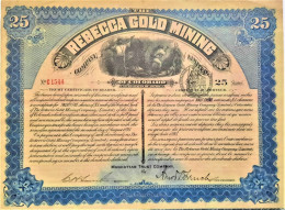The Rebecca Gold Mining Company, Ltd, Of Colorado (Cripple Creek ) - 25 Shares  - 1894 !! - Mines
