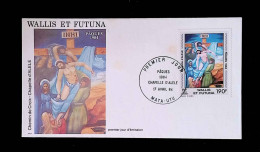 CL, FDC, 1 Er Jour, Wallis Et Futuna, France, Poste Aérienne, Pâques 1984, Chapelle D'Alele, Mata-Utu, 17 Avril 84 - Brieven En Documenten