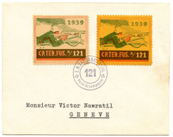 SUISSE - 2 VIGNETTES CP. TER. FUS. II / 121 SUR LETTRE - Documenti