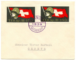 SUISSE - 2 VIGNETTES D. ET N.D. TER. KP III / 150 SUR LETTRE - Documenten