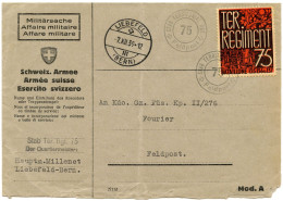 SUISSE - VIGNETTE TER. REGIMENT 75 SUR LETTRE - Cartas & Documentos