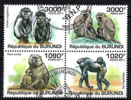 Animaux Singes Burundi 2011 (118) Yvert N° 1245 à 1248 Oblitérés Used - Singes