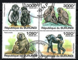 Animaux Singes Burundi 2011 (118) Yvert N° 1245 à 1248 Oblitérés Used - Apen