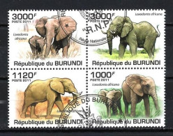 Animaux Eléphants Burundi 2011 (119) Yvert N° 1213 à 1216 Oblitérés Used - Eléphants